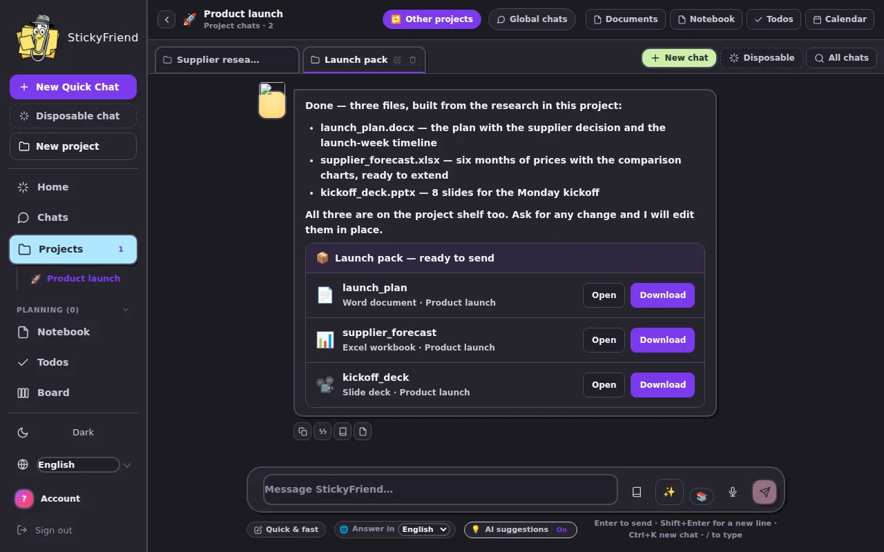 The Sticky theme in dark mode